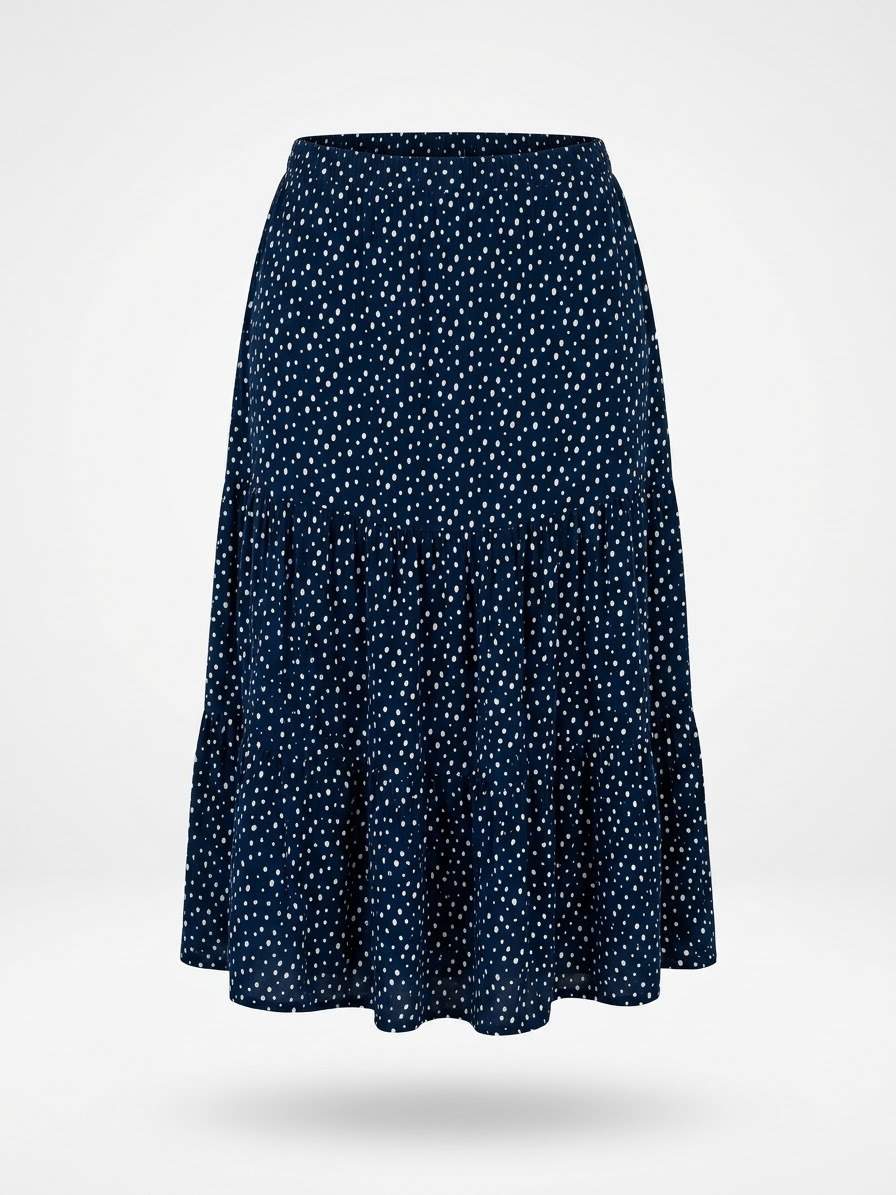 Saia Midi Azul Pontilhado