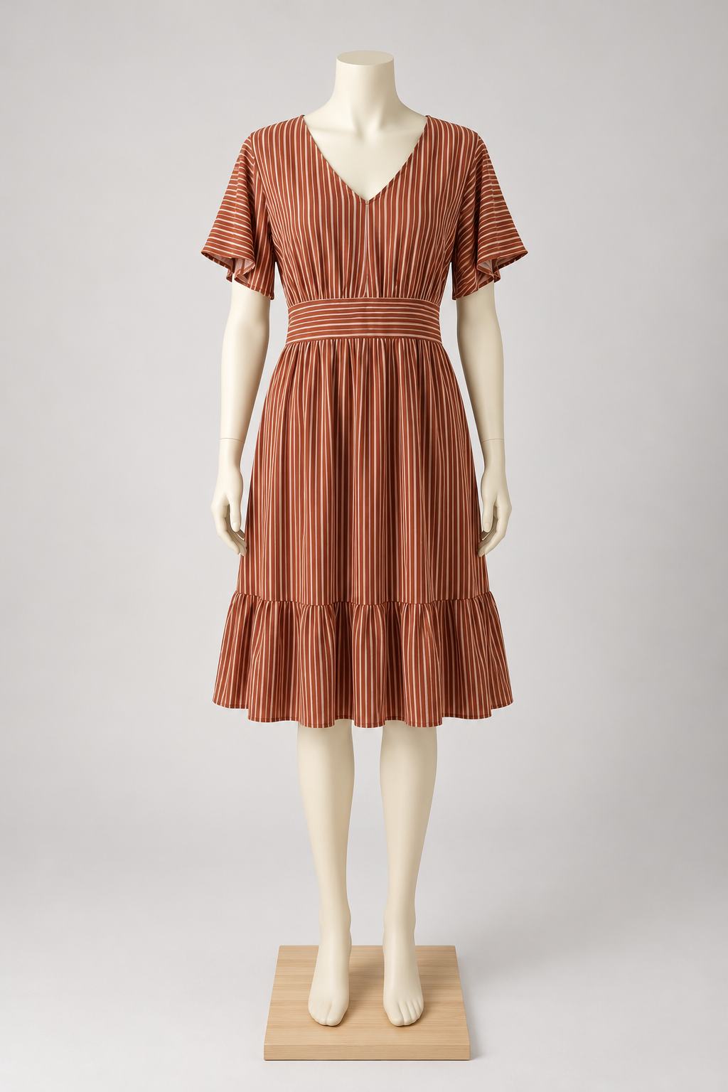 Vestido Midi Listrado Terracota